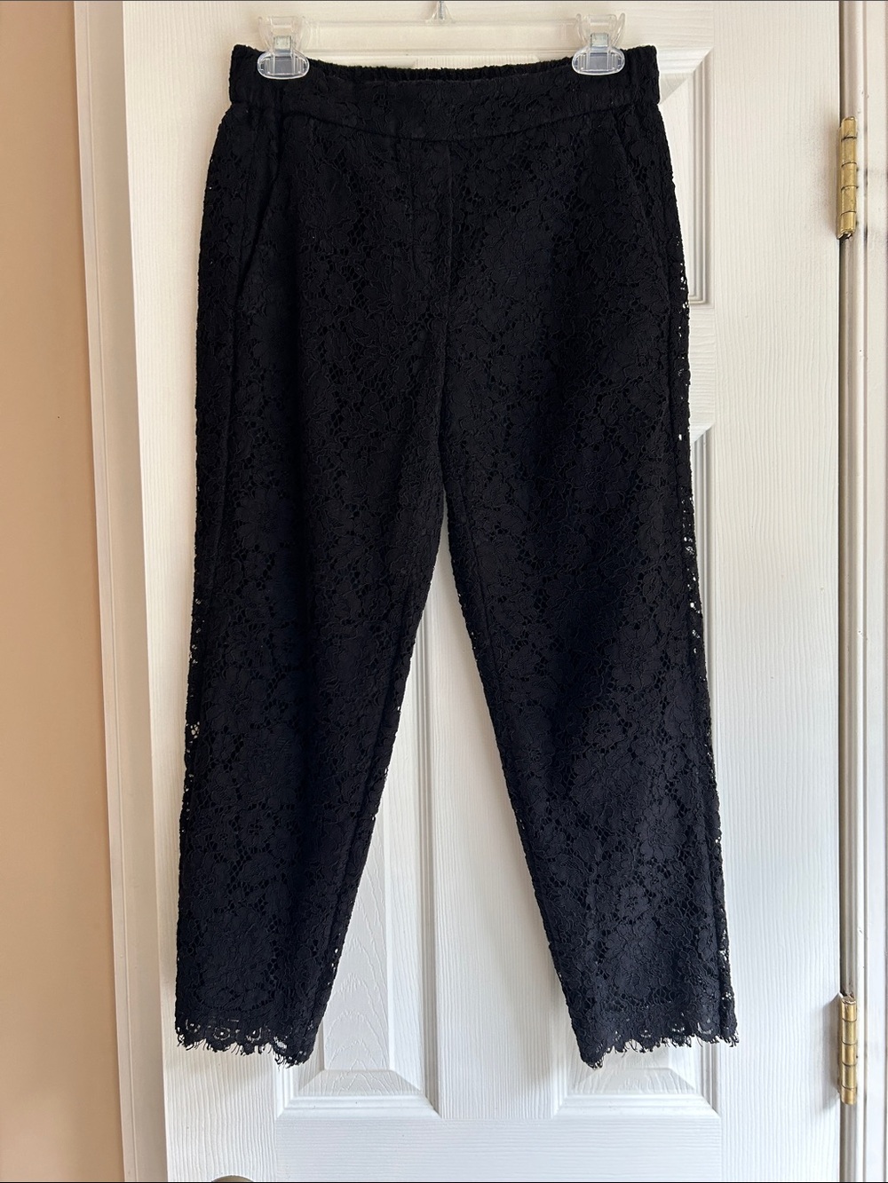 J. Crew 4 4P Black Lace Ankle Pants 4 short dress work pants